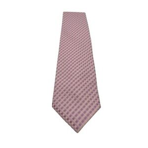 Ermenegildo Zegna Mens Silk Tie Pink Purple Lavender Woven Check Vintage Wide